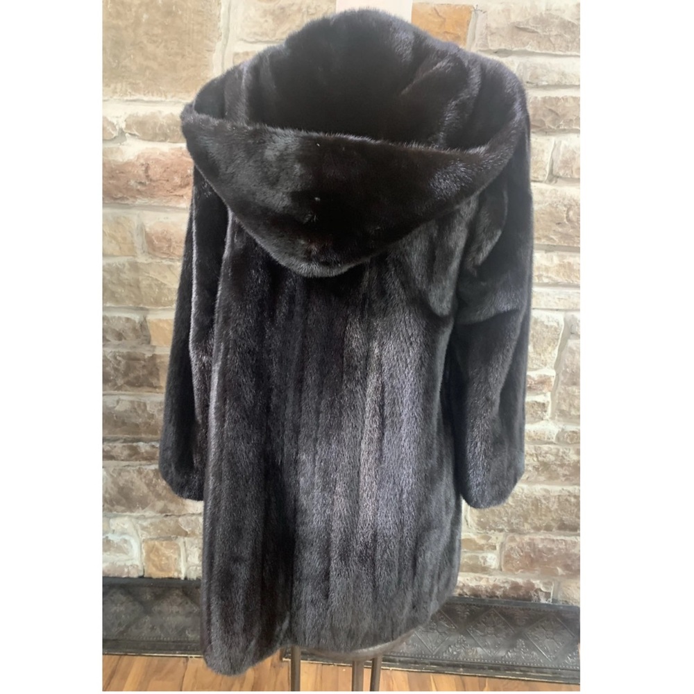 Vintage Genuine Black Mink Stroller with Attached Hood, Size S - Picture 5 of 6